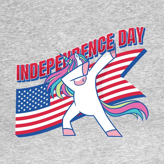 Cute dabbing unicorn with American flag for 4th of July / Independence day by Anonic